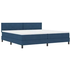 Vidaxl Postelja z vzmetnico z blazino Modra 200 x 200 cm blago