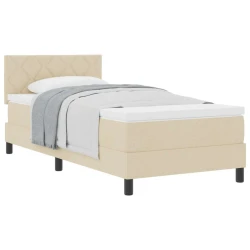 Krevet s opruga kutije s uzglavljem Krema 100 x 200 cm tkanina