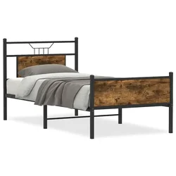 Vidaxl Posteljni okvir brez vzmetnice hrast 75x190 cm inženirski les