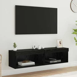 Set TV komoda s LED svjetlima 2 pcs Crni hrast 60 x 30 x 30 cm