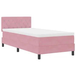 Vidaxl LED Box Spring Postelja z vzmetnico Roza 90 x 190 cm Žamet