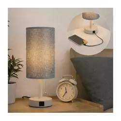 Brilagi - Stona lampa sa USB portom TABLON 1xE27/25W/230V bež/siva
