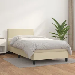 Krevet s oprugama i madracem krem 80 x 200 cm od umjetne kože