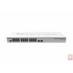 MikroTik CRS326-24G-2S+RM, 24x Gigabit port switch with 2x SFP+ cages in 1U rackmount case, 800MHz CPU, 512MB RAM, Dual boot feature RouterOS/SwitchOS