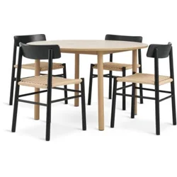 ALSTED O120 sto hrast + 4 ISLEV stolice crna/natur