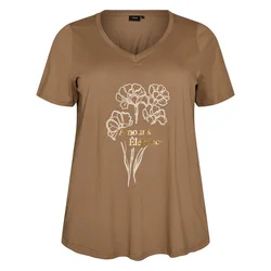 Zizzi Majica LIZ temno siva/bela