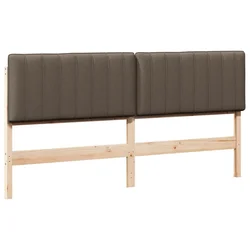 Vidaxl Tapecirano vzglavje Rjava in taupe 200 cm Masivno borovo les
