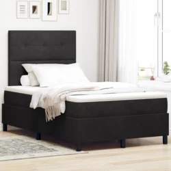 LED Box Spring Krevet s uzglavljem Crna 120 x 190 cm Baršun