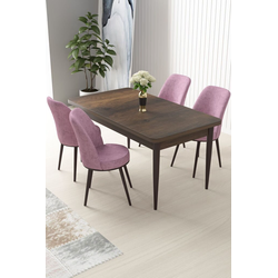 Hanah Home Set Trpezarijski sto i 4 stolice Nil, Braon-roze