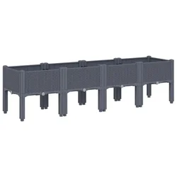 Vrtna sadilica s nogama plava siva 160 x 40 x 42 cm PP