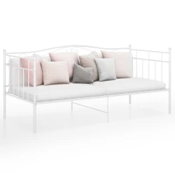 vidaXL Posteljni okvir bel kovinski 90x200 cm