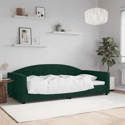 Vidaxl Raztegljiva postelja temno zelena 100x200 cm žamet