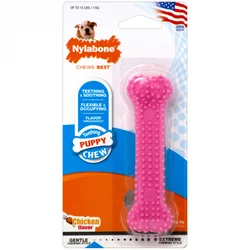 Nylabone Puppy Chew Igračka za žvakanje za zube, za štence ukus piletine Pink Xs