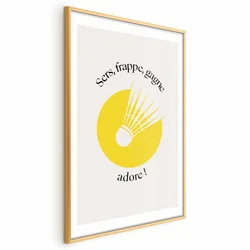 shumee Plakat - Badmintonska žogica na ozadju rumenega sonca