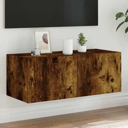 Zidni TV ormarić s LED svjetlima boja hrasta 80x35x31 cm