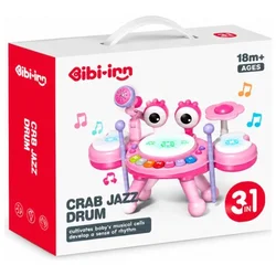 Igračka za bebe - 3u1 bubanj kraba-roze ( 1046510 )