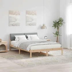 Okvir kreveta s uzglavljem Smeđa i svijetlo siva 135 x 190 cm