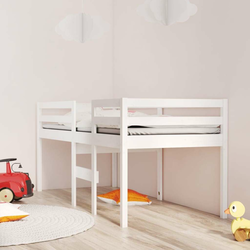 Visoki krevet bijeli 90 x 190 cm od masivne borovine