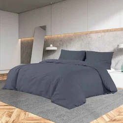 Set posteljine za poplun antracit 200x200 cm lagana mikrovlakna