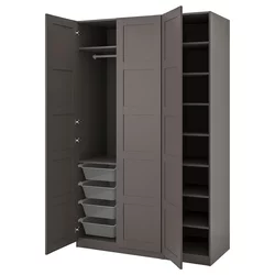 PAX / BERGSBO Garderober, tamnosiva/tamnosiva, 150x60x236 cm