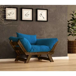 Hanah Home Baštenska sofa sa jednim sedištem i jastukom, Orah i plava