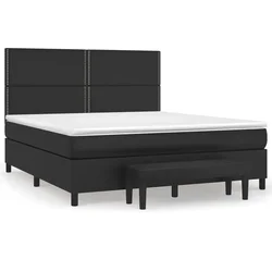 Vidaxl Box spring postelja z vzmetnico črn 180x200 cm umetno usnje