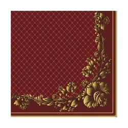 Eko serviete za decoupage Gold Frame and Net on Crimson - 1 kos