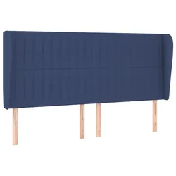 Vidaxl Vzglavje z ušesi modro 183x23x118/128 cm blago