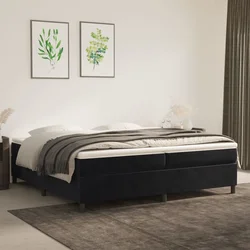 vidaXL Box spring postelja z vzmetnico črna 200x200 cm žamet