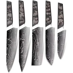 Set damaškovih kuhinjskih noževa TA-37579 - Crna / Siva KP37579