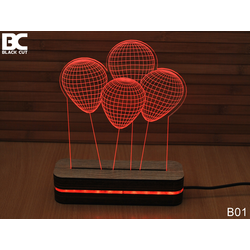 Black Cut 3D Lampa Baloni Crvena