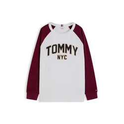 TOMMY HILFIGER Majica VARSITY bež/temno rdeča/črna/bela