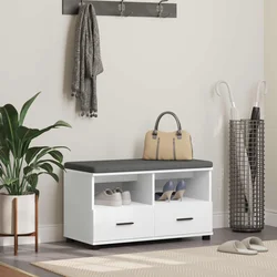 Klupa za hodnik s jastukom s ladicama Bijeli 80 x 38 x 46 cm