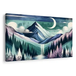 Slika zasneženi vrhovi s slapom - 60x40