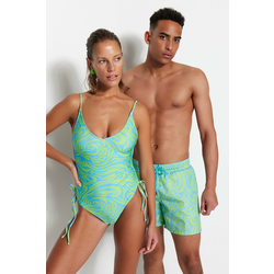 Trendyol Multi Color Standard Marbling Pattern Marine Shorts