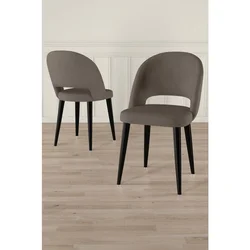 Hanah Home set trpezarijskih stolica Pane 8 kom, kapućino tkanina Babyface, crne metalne noge