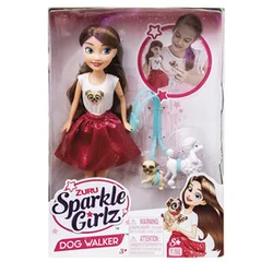 Sparlke girlz - Punčka za sprehajanje psov z 2 psičkoma (30 cm punčka)