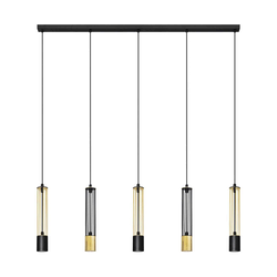 LED luster na sajli BARS 5xGU10/4,8W/230V crna/zlatna