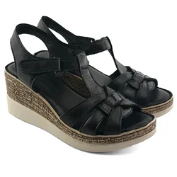 LP Fashion Ženske kožne sandale, Crne