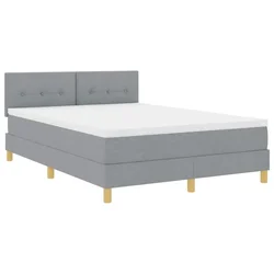 Vidaxl LED Box Spring Postelja Svetlo siva 160 x 200 cm blago