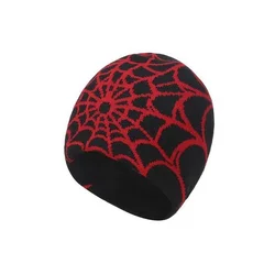 Winter Hat with Spider Web - Black/Red