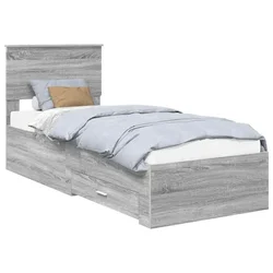 Vidaxl Konstrukcija postelje Siva Sonoma in srebrna 75 x 190 cm