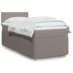 vidaXL Box spring postelja z vzmetnico taupe 90x200 cm blago
