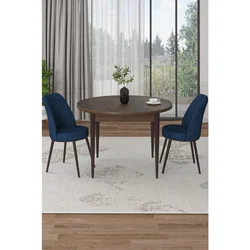 Hanah Home trpezarijski set Tor, sto i 2 stolice, ploča u dekoru drveta Baroque, teget tkanina Babyface