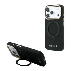 Maska Guess Ring Stand 360 Grained Classic Logo MagSafe za iPhone 17 Pro Max/ 18 Pro Max crna