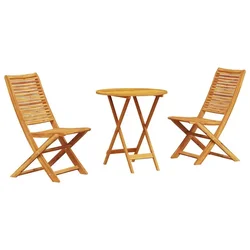 Vidaxl Zložljiv bistro set 3 szt. Rjava Masiven les akacije