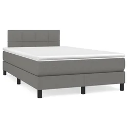 Vidaxl Box spring postelja z vzmetnico temno siva 120x190 cm blago