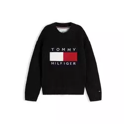 TOMMY HILFIGER Pulover HERITAGE rdeča/črna/bela