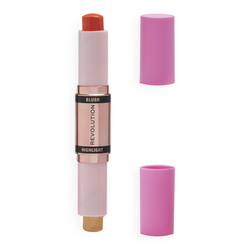 MAKEUP REVOLUTION Rumenilo i hajlajter u stiku, Coral Dew, 2 x 4.3 g