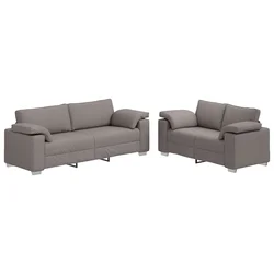 Sofa 2 pcs Sivo-smeđa 219 x 80 x 82 cm tkanina